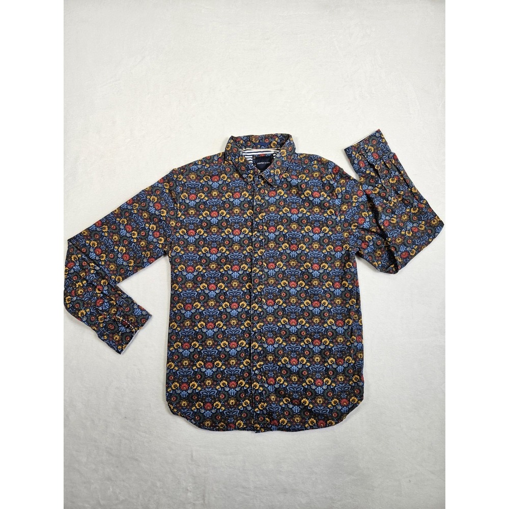 Porter‎ & Ash Shirt Men's Large Multicolor Floral Button Down Lightweight Cotton